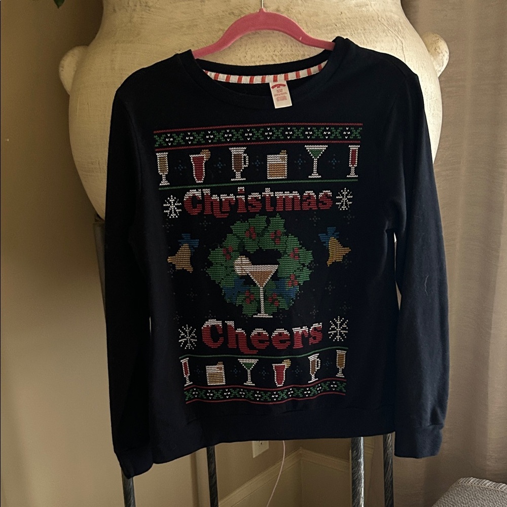 Holiday Time Black Christmas Cheers Sweater